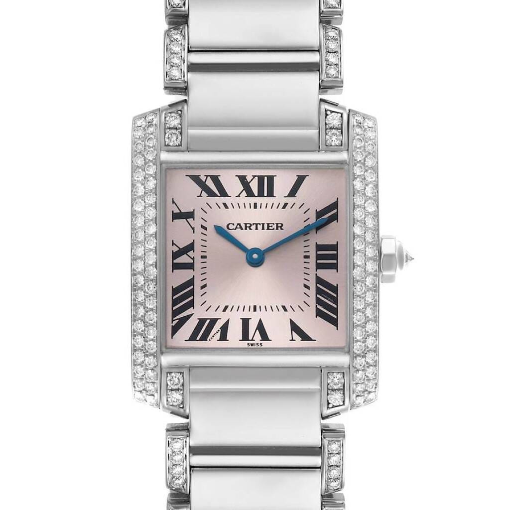 Tank Francaise Medium (Reference WE1014SC). A 30mm white gold diamond-set quartz wristwatch.