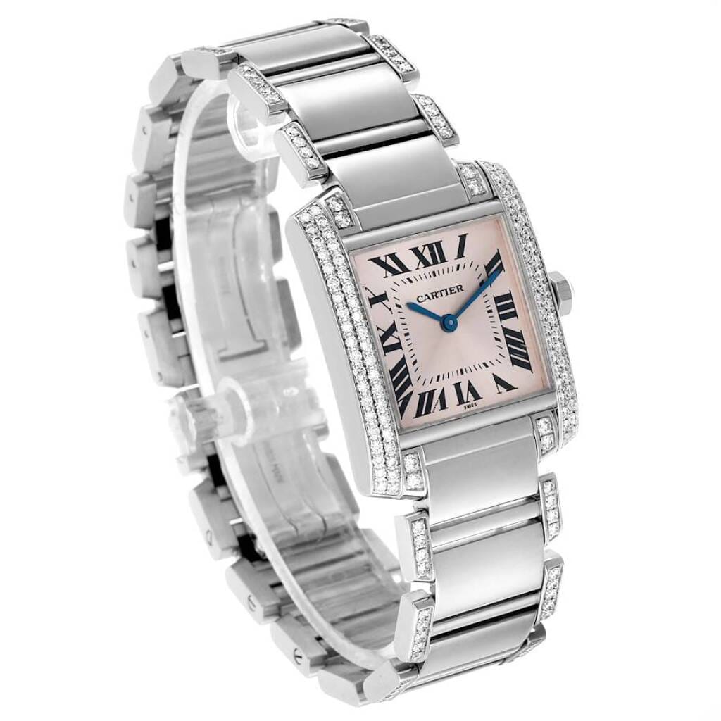 Tank Francaise Medium (Reference WE1014SC). A 30mm white gold diamond-set quartz wristwatch.