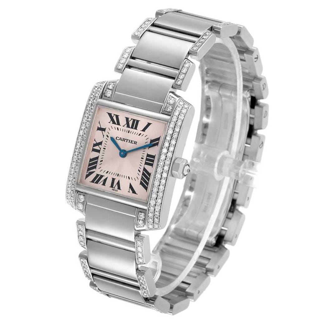 Tank Francaise Medium (Reference WE1014SC). A 30mm white gold diamond-set quartz wristwatch.