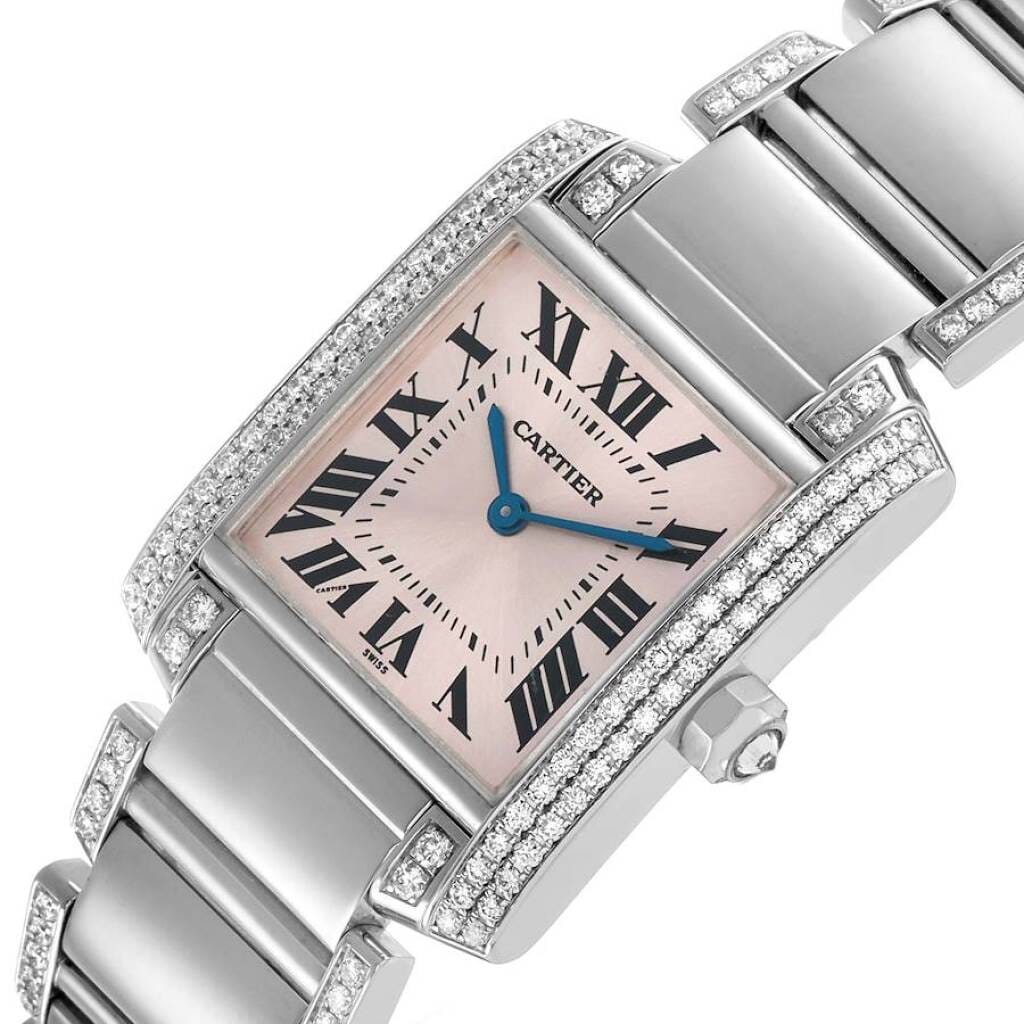 Tank Francaise Medium (Reference WE1014SC). A 30mm white gold diamond-set quartz wristwatch.