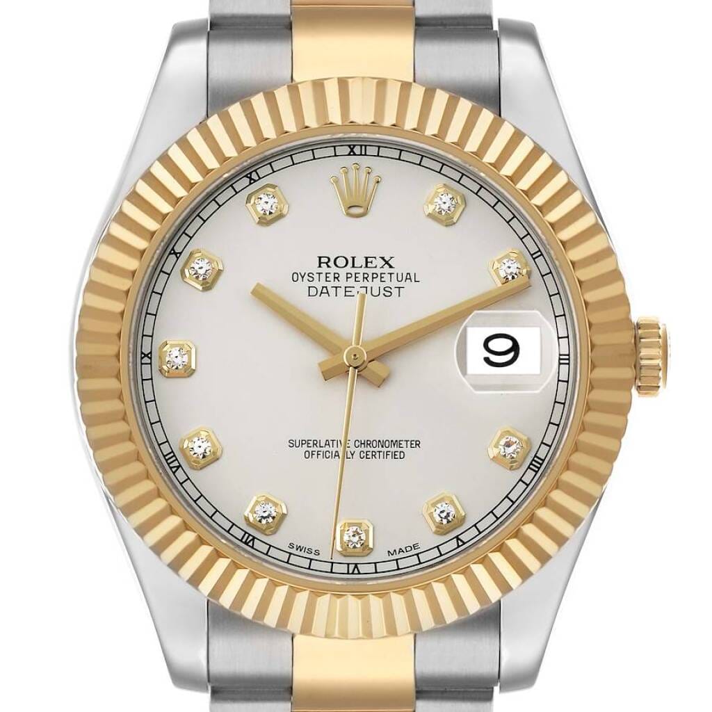 Datejust (Reference 116333). A 41mm yellow gold stainless steel diamond-set automatic wristwatch with date.
