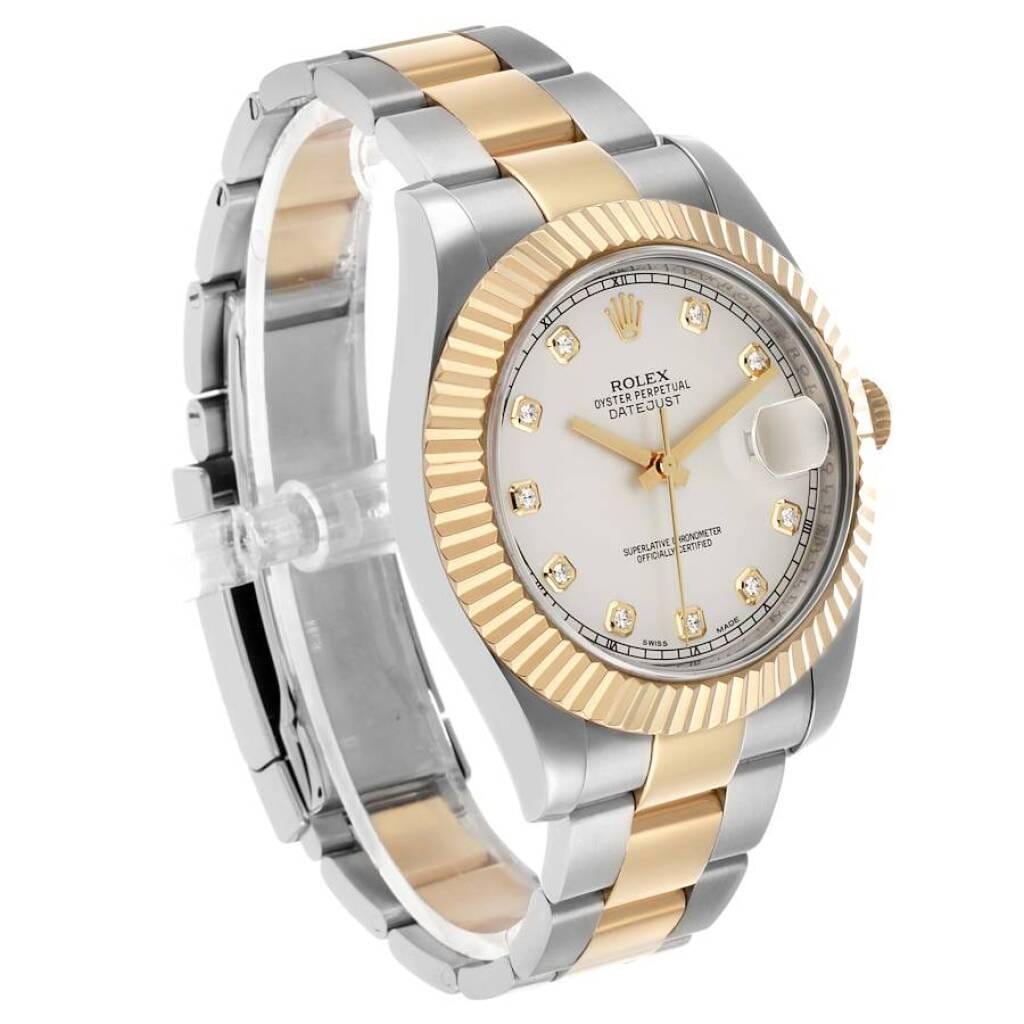Datejust (Reference 116333). A 41mm yellow gold stainless steel diamond-set automatic wristwatch with date.
