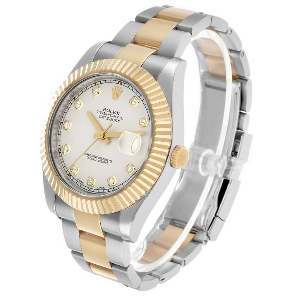 Datejust (Reference 116333). A 41mm yellow gold stainless steel diamond-set automatic wristwatch with date.