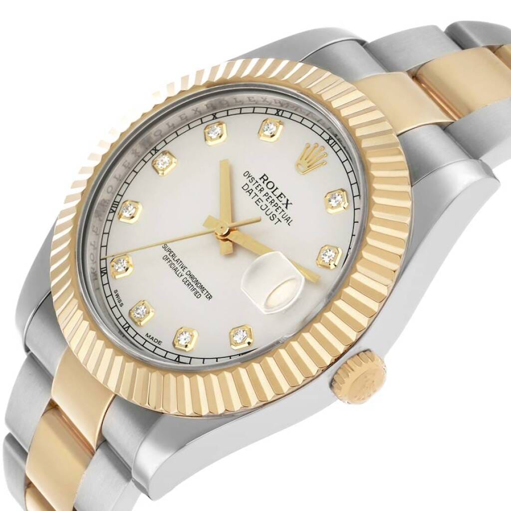 Datejust (Reference 116333). A 41mm yellow gold stainless steel diamond-set automatic wristwatch with date.