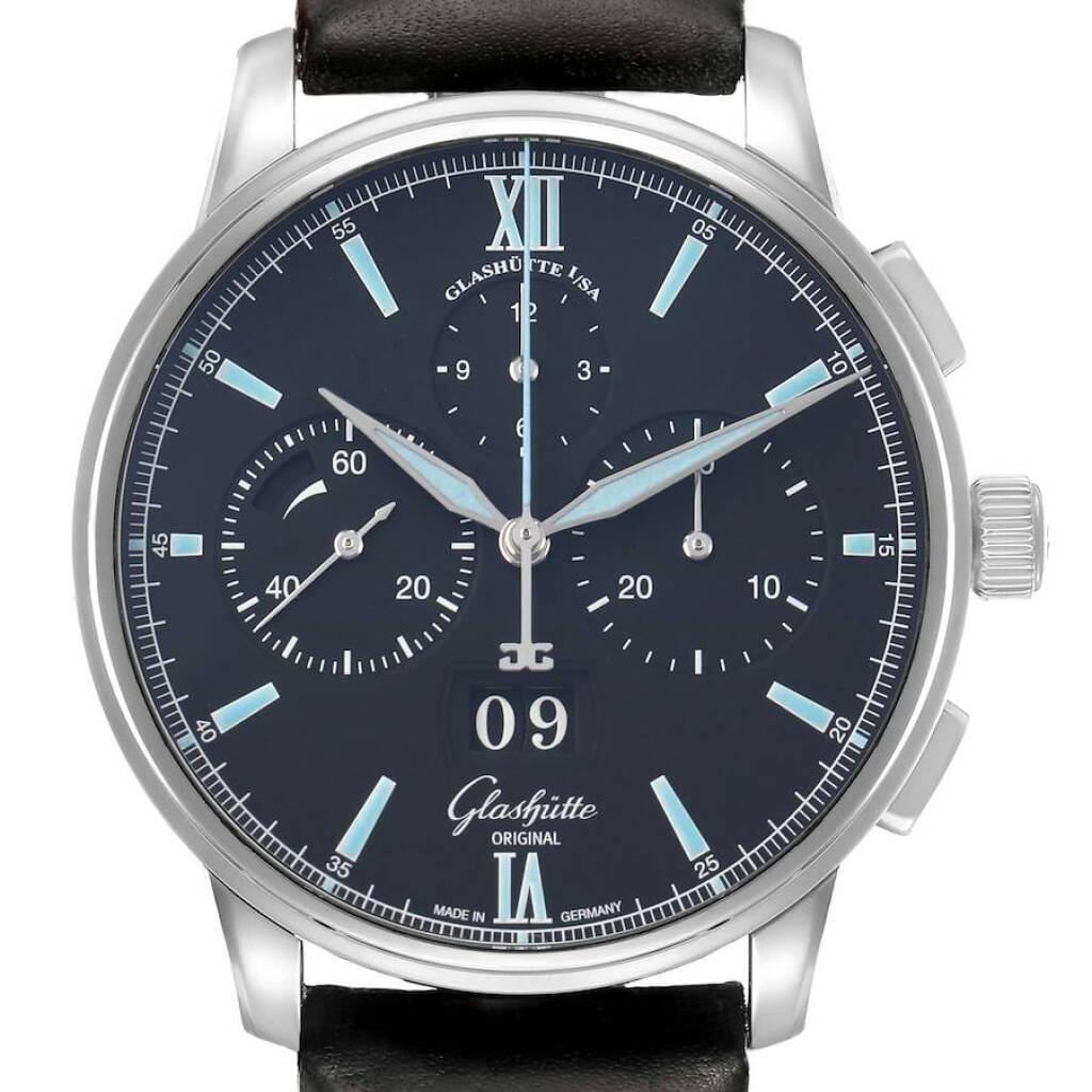 Senator Panorama (Reference 1-37-01-03-02-35). A 42mm stainless steel automatic wristwatch with date and chronograph.