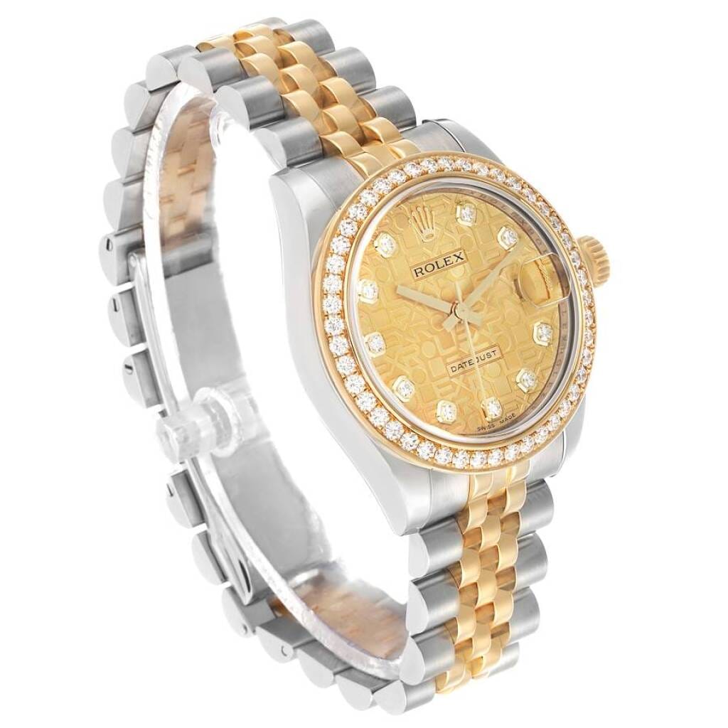 Datejust (Reference 178383). A 31mm yellow gold stainless steel diamond-set automatic wristwatch with date. 2013