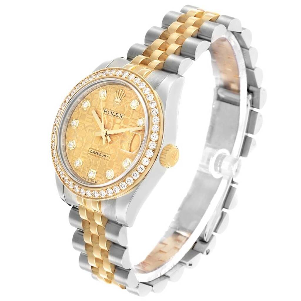 Datejust (Reference 178383). A 31mm yellow gold stainless steel diamond-set automatic wristwatch with date. 2013