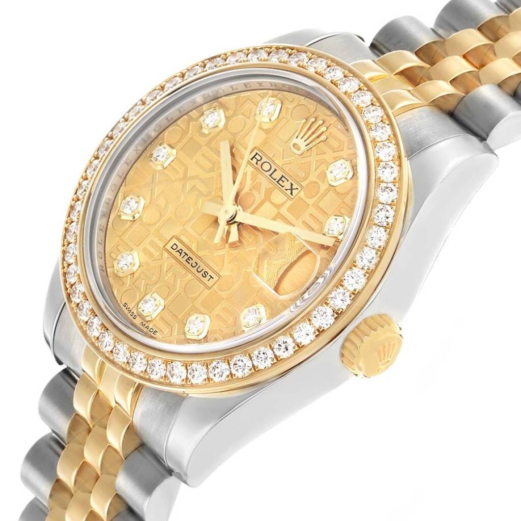 Datejust (Reference 178383). A 31mm yellow gold stainless steel diamond-set automatic wristwatch with date. 2013
