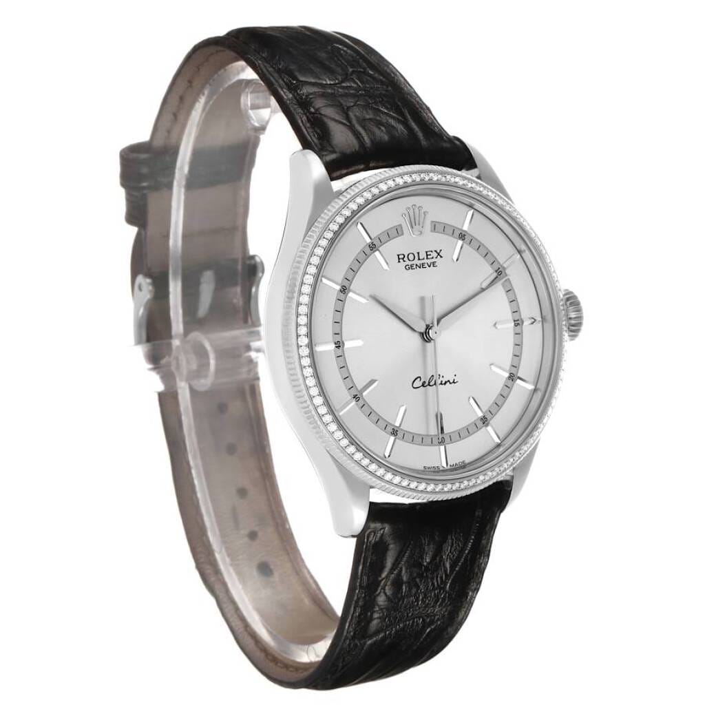 Cellini Time (Reference 50609). A 39mm white gold diamond-set automatic wristwatch. 2019