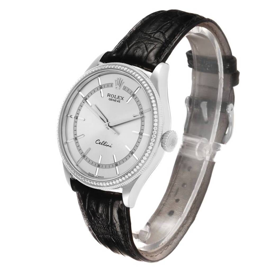 Cellini Time (Reference 50609). A 39mm white gold diamond-set automatic wristwatch. 2019