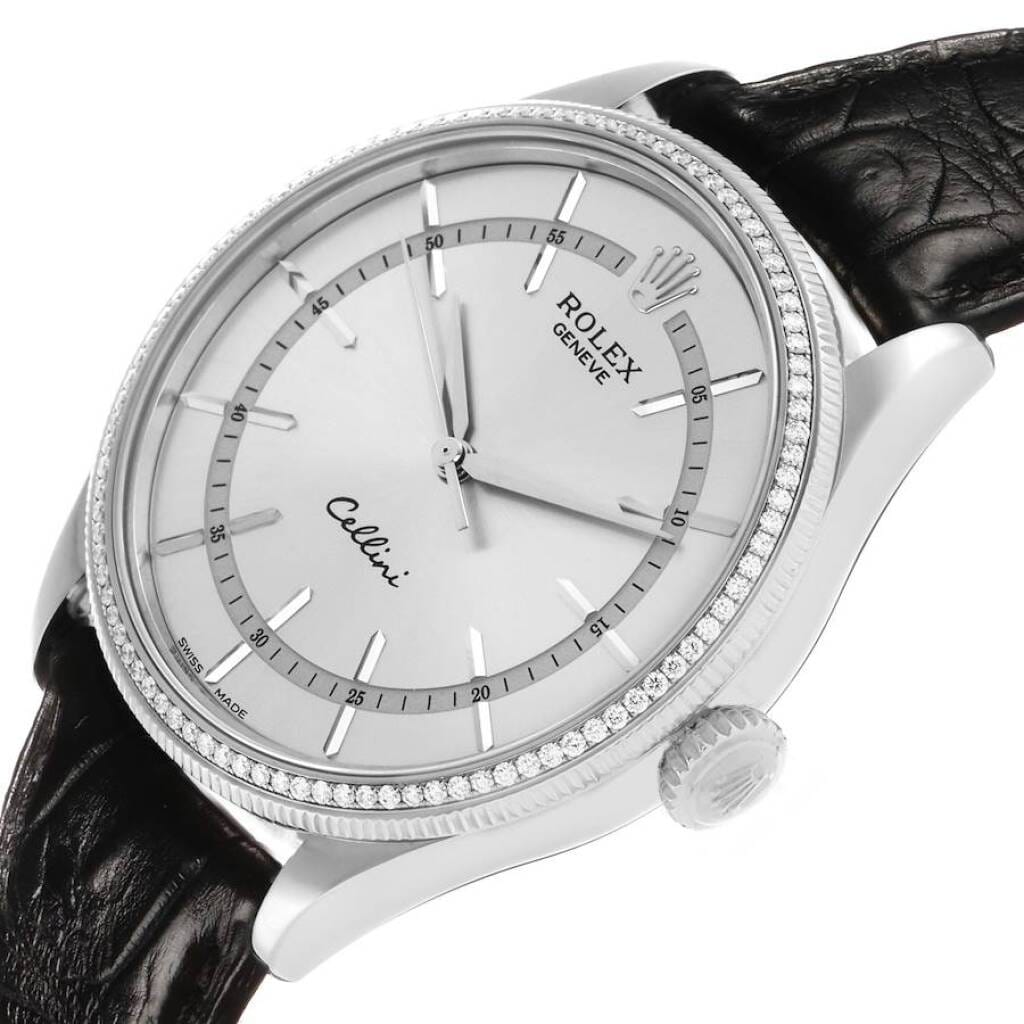 Cellini Time (Reference 50609). A 39mm white gold diamond-set automatic wristwatch. 2019