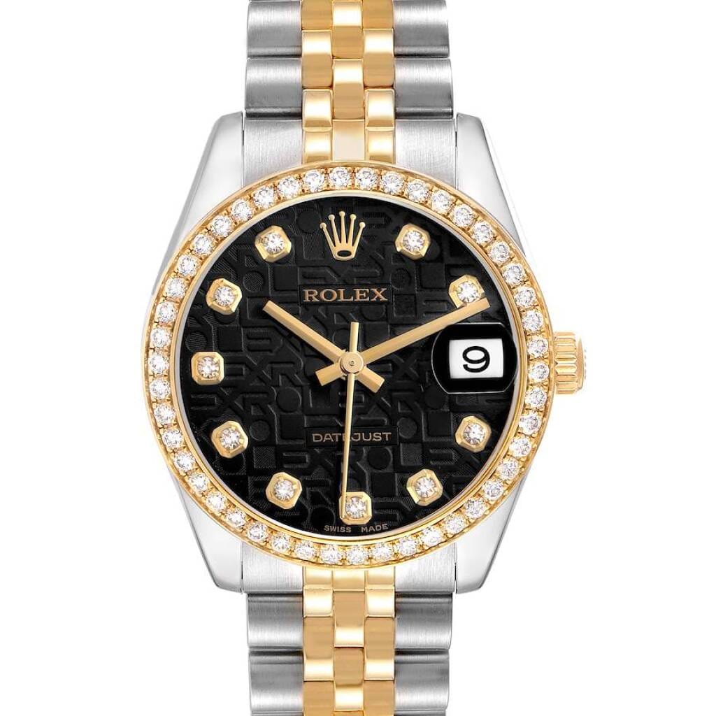 Datejust (Reference 178383). A 31mm yellow gold stainless steel diamond-set automatic wristwatch with date. 2011