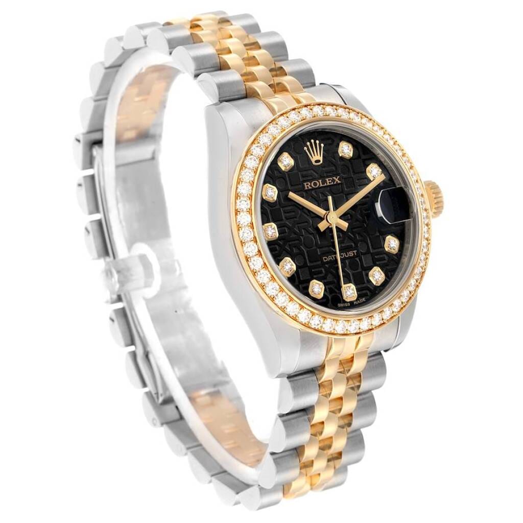 Datejust (Reference 178383). A 31mm yellow gold stainless steel diamond-set automatic wristwatch with date. 2011