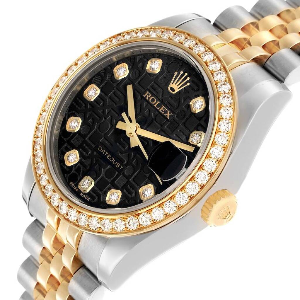 Datejust (Reference 178383). A 31mm yellow gold stainless steel diamond-set automatic wristwatch with date. 2011