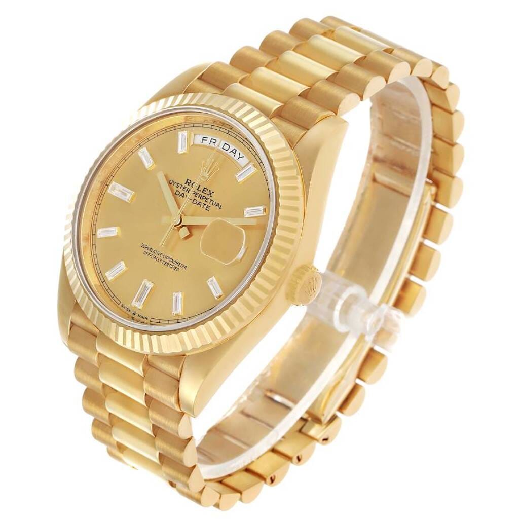 President Day-Date (Reference 228238). A 40mm yellow gold diamond-set automatic wristwatch with date and day. 2019