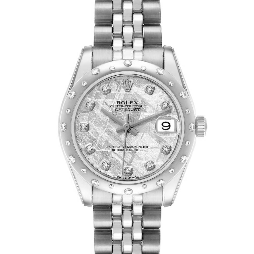Datejust Meteorite Dial (Reference 178344). A 31mm white gold stainless steel diamond-set automatic wristwatch with date. 2013