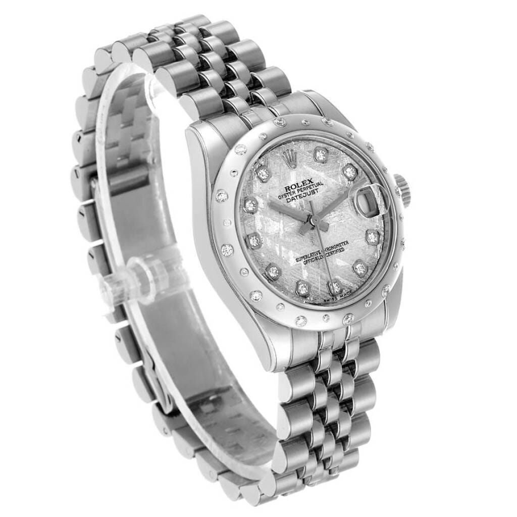 Datejust Meteorite Dial (Reference 178344). A 31mm white gold stainless steel diamond-set automatic wristwatch with date. 2013
