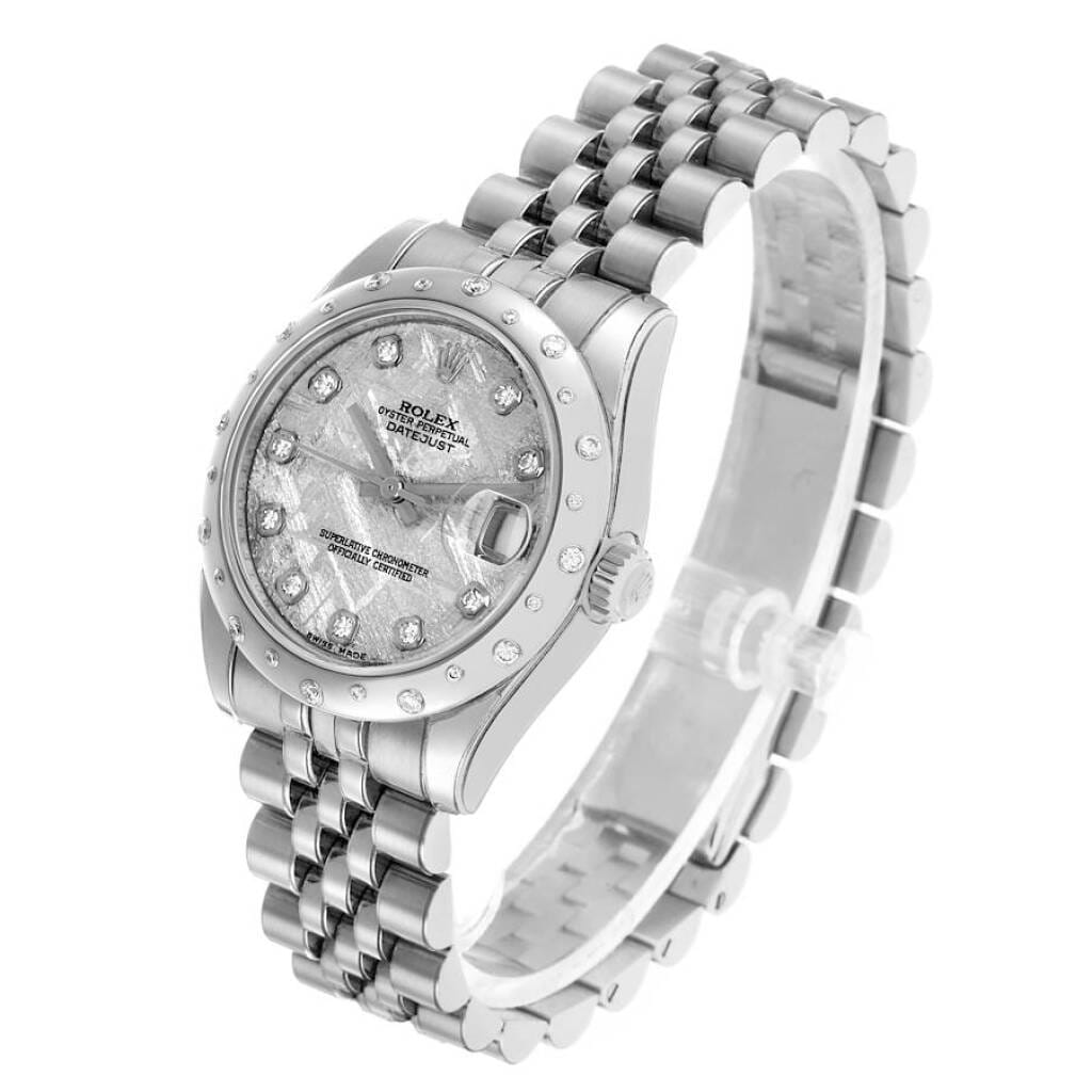 Datejust Meteorite Dial (Reference 178344). A 31mm white gold stainless steel diamond-set automatic wristwatch with date. 2013