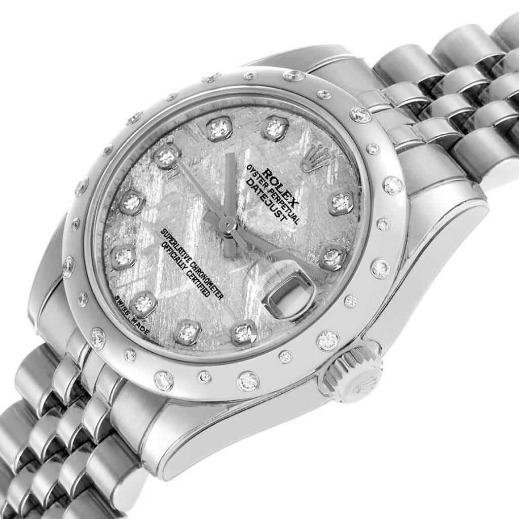 Datejust Meteorite Dial (Reference 178344). A 31mm white gold stainless steel diamond-set automatic wristwatch with date. 2013
