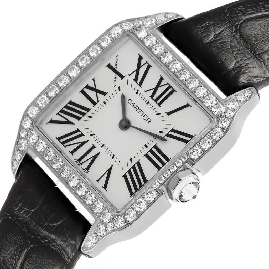 Santos Dumont (Reference WH100251). A 38.5mm white gold diamond-set quartz wristwatch.