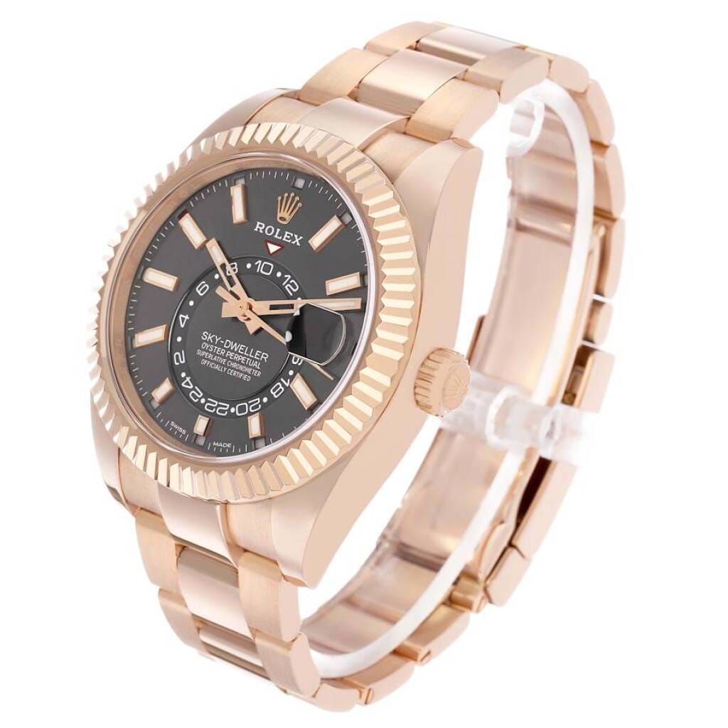 Sky-Dweller (Reference 326935). A 42mm rose gold automatic wristwatch with date and dual time. 2019