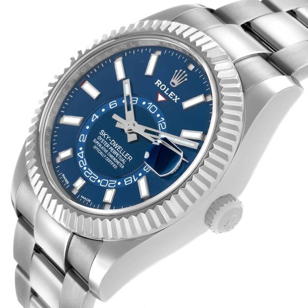 Sky-Dweller (Reference 326934). A 42mm white gold stainless steel automatic wristwatch with date and dual time. 2018