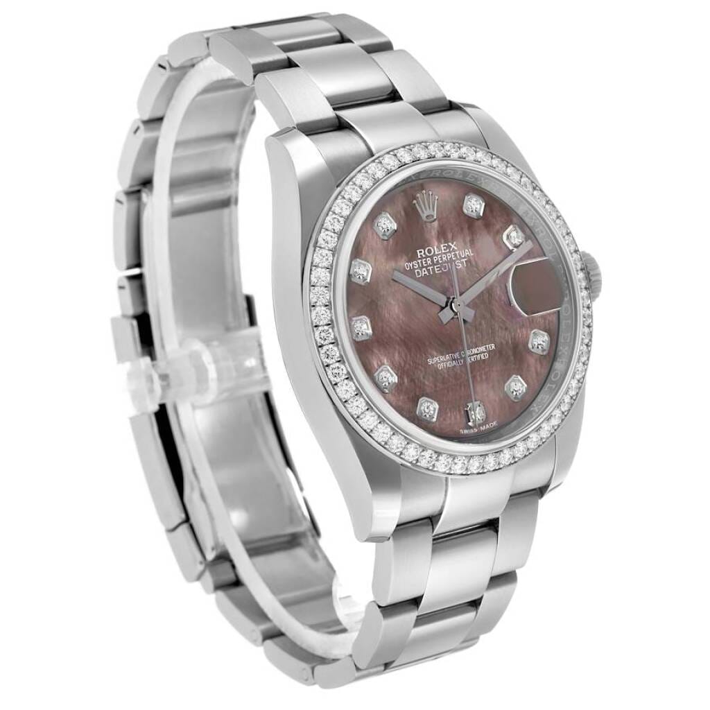Datejust (Reference 116244). A 36mm white gold stainless steel diamond-set automatic wristwatch with date. 2021