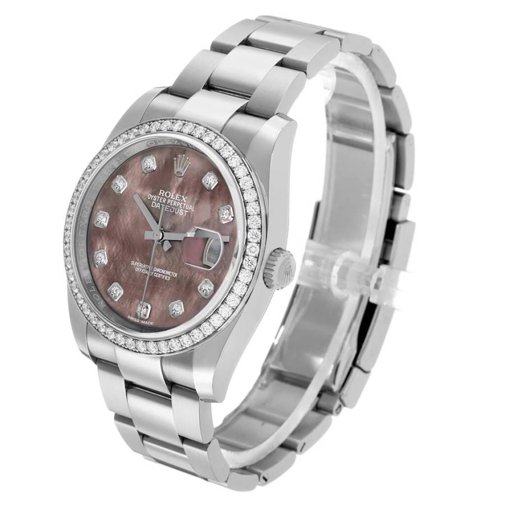 Datejust (Reference 116244). A 36mm white gold stainless steel diamond-set automatic wristwatch with date. 2021