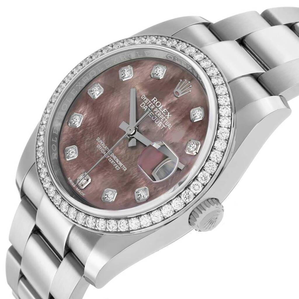 Datejust (Reference 116244). A 36mm white gold stainless steel diamond-set automatic wristwatch with date. 2021