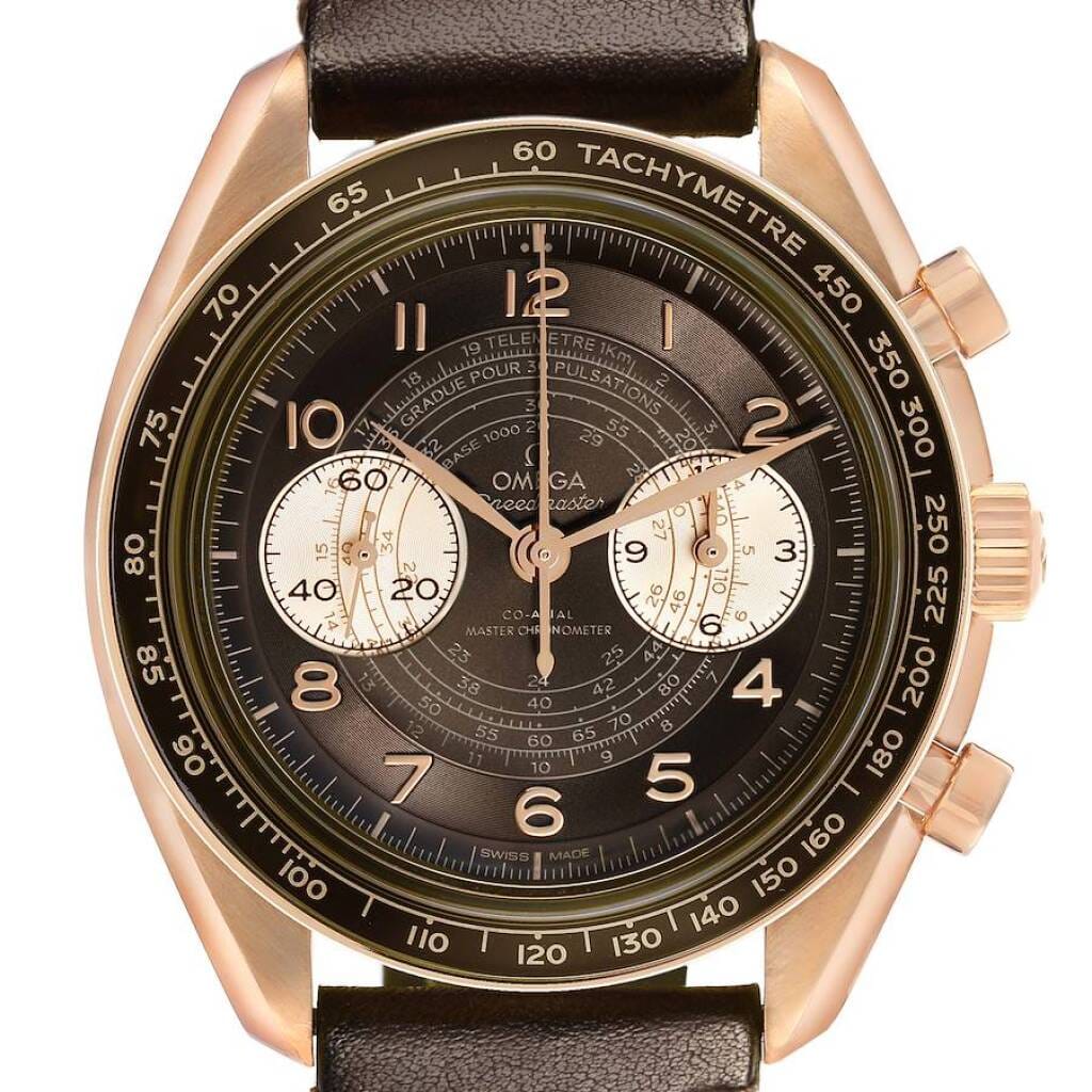 Speedmaster Chronoscope (Reference 329.92.43.51.10.001). A 43mm bronze gold manual wind wristwatch with chronograph. 2022