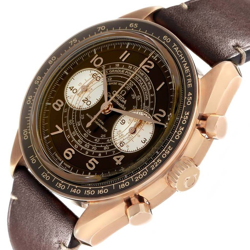 Speedmaster Chronoscope (Reference 329.92.43.51.10.001). A 43mm bronze gold manual wind wristwatch with chronograph. 2022