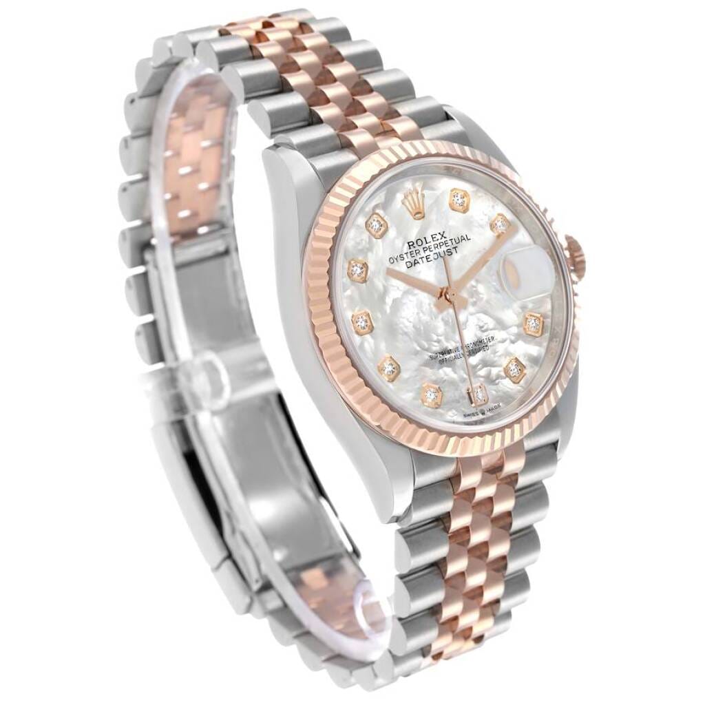 Datejust (Reference 126231). A 36mm rose gold stainless steel diamond-set automatic wristwatch with date. 2019