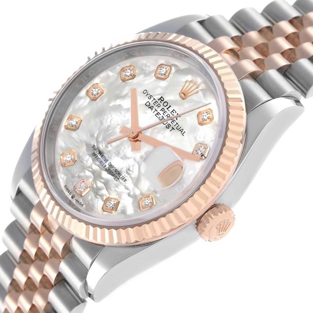 Datejust (Reference 126231). A 36mm rose gold stainless steel diamond-set automatic wristwatch with date. 2019