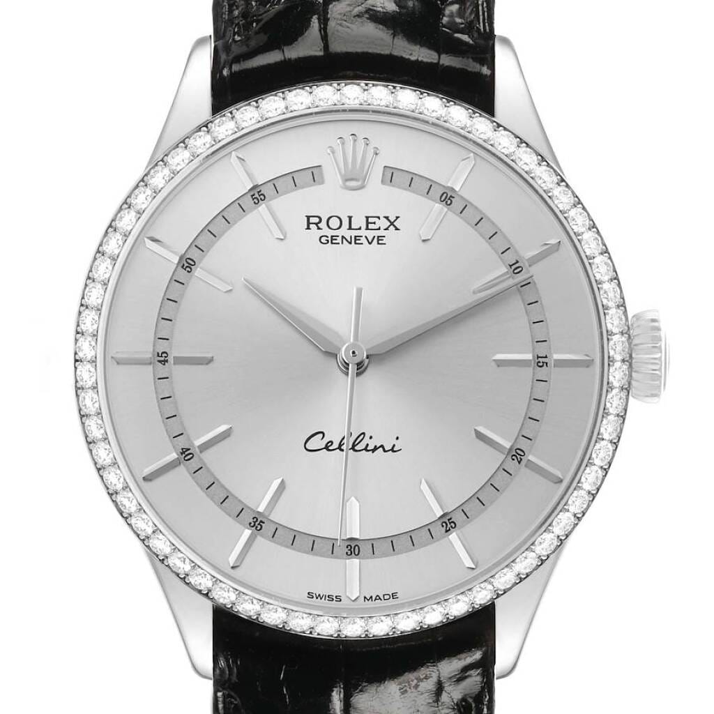 Cellini (Reference 50709). A 39mm white gold diamond-set automatic wristwatch.