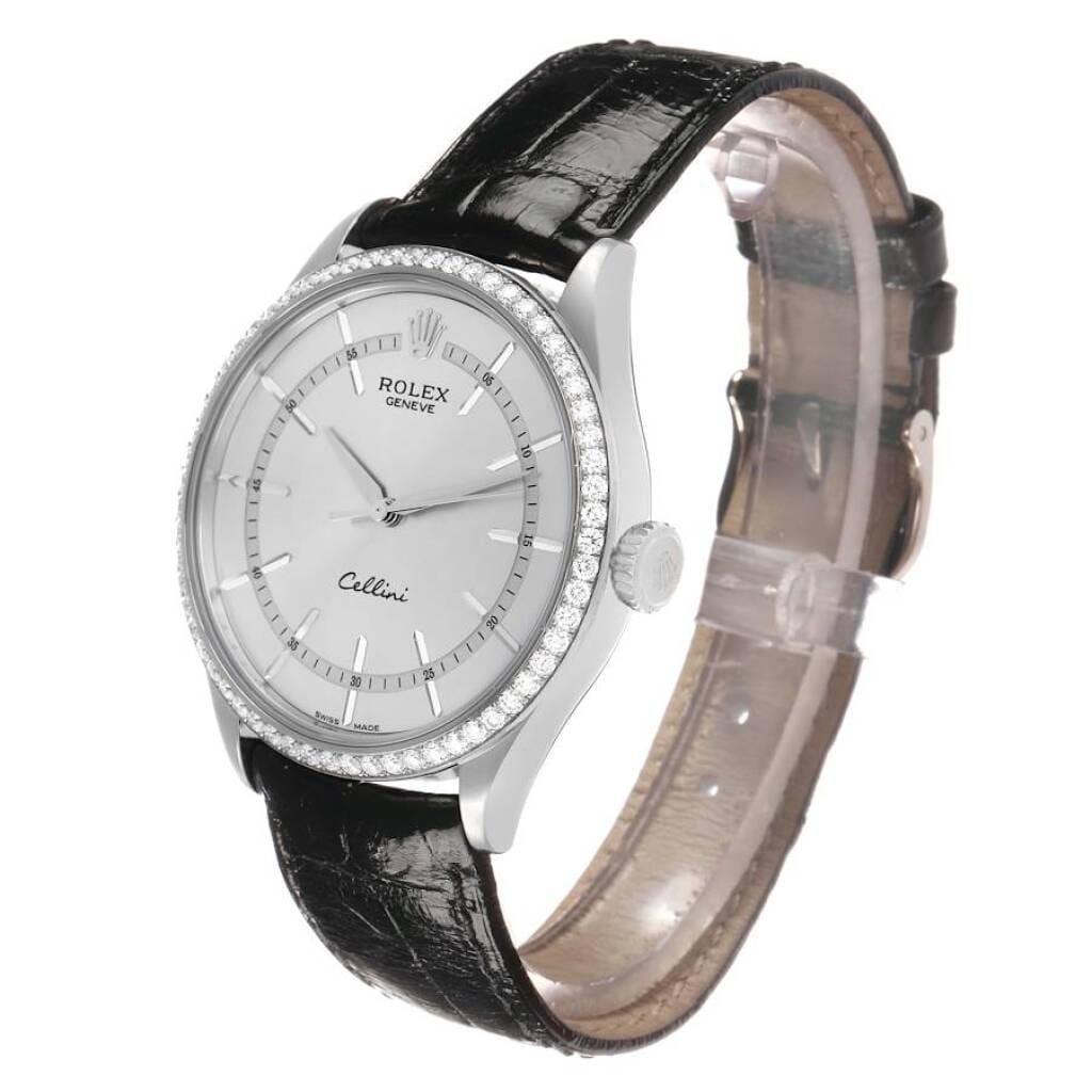 Cellini (Reference 50709). A 39mm white gold diamond-set automatic wristwatch.