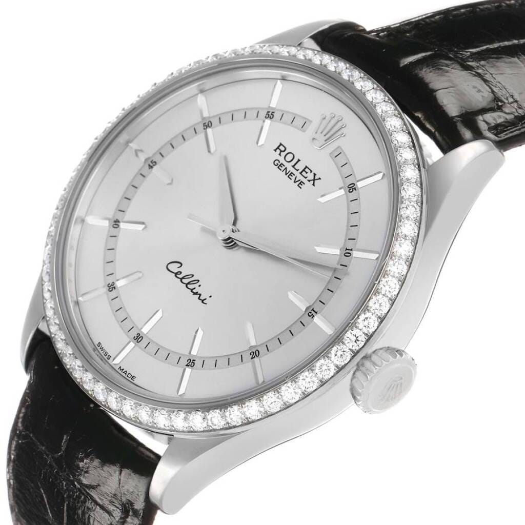 Cellini (Reference 50709). A 39mm white gold diamond-set automatic wristwatch.