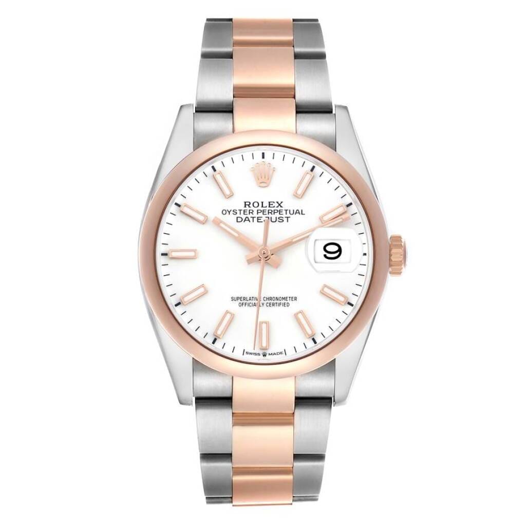 Datejust (Reference 126201). A 36mm rose gold stainless steel automatic wristwatch with date. 2021