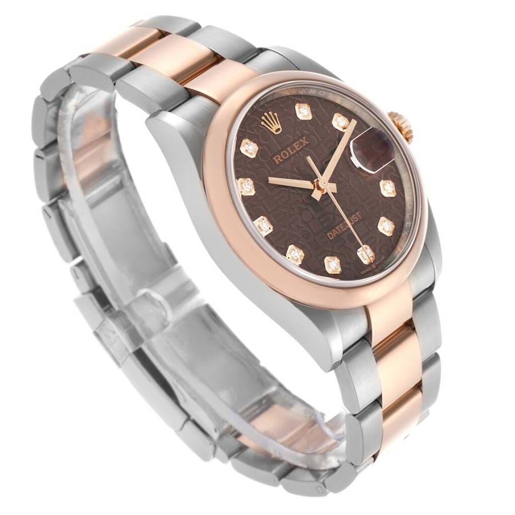 Datejust (Reference 126201). A 36mm rose gold stainless steel diamond set automatic wristwatch with date. 2021
