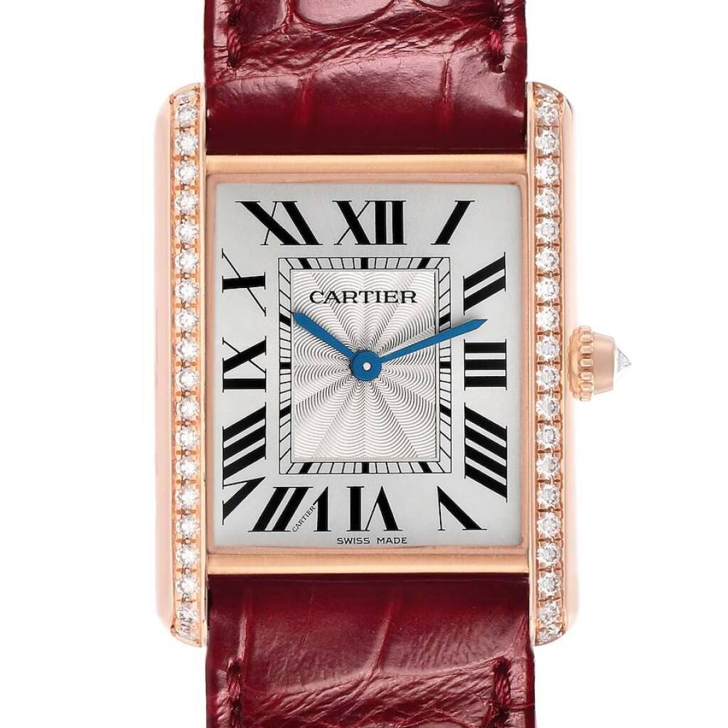 Tank Louis Large (Reference WJTA0014). A 33.7mm rose gold diamond-set manual wind wristwatch. 2019