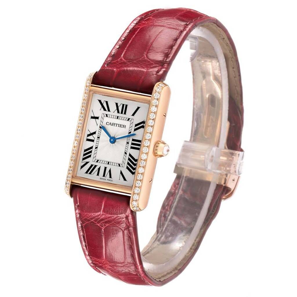 Tank Louis Large (Reference WJTA0014). A 33.7mm rose gold diamond-set manual wind wristwatch. 2019