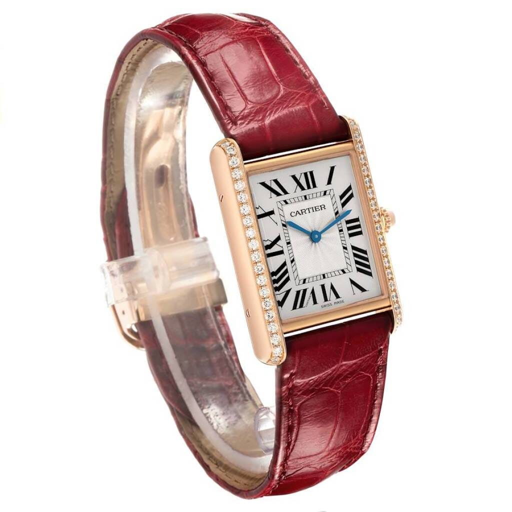Tank Louis Large (Reference WJTA0014). A 33.7mm rose gold diamond-set manual wind wristwatch. 2019