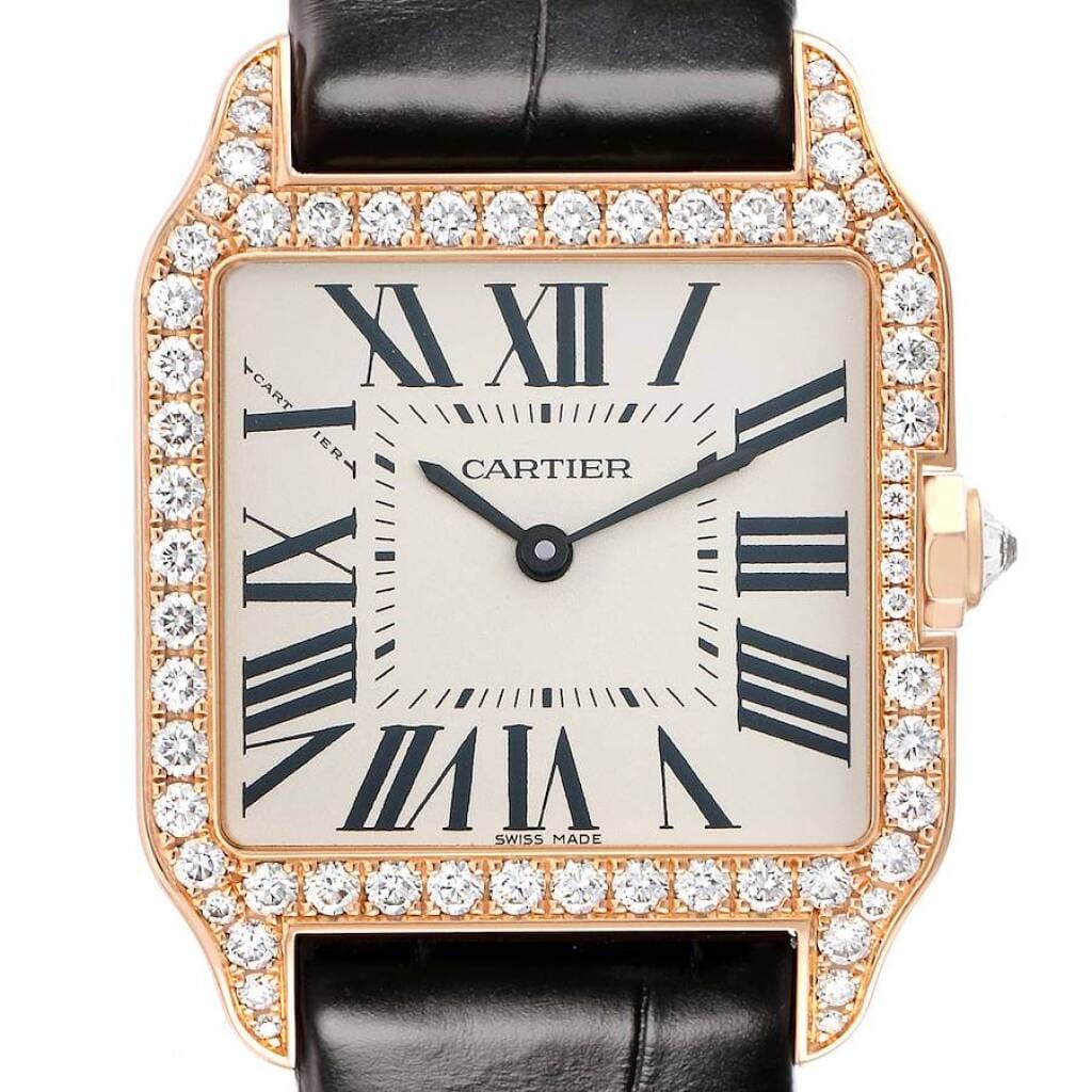 Santos Dumont (Reference WH100351). A 31mm rose gold diamond-set quartz wristwatch. 2018