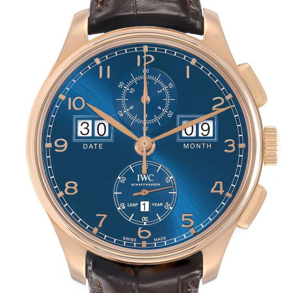 Portugieser (Reference IW397204). A 45mm rose gold automatic wristwatch with date, month, chronograph, leap year, and perpetual calendar. 2019