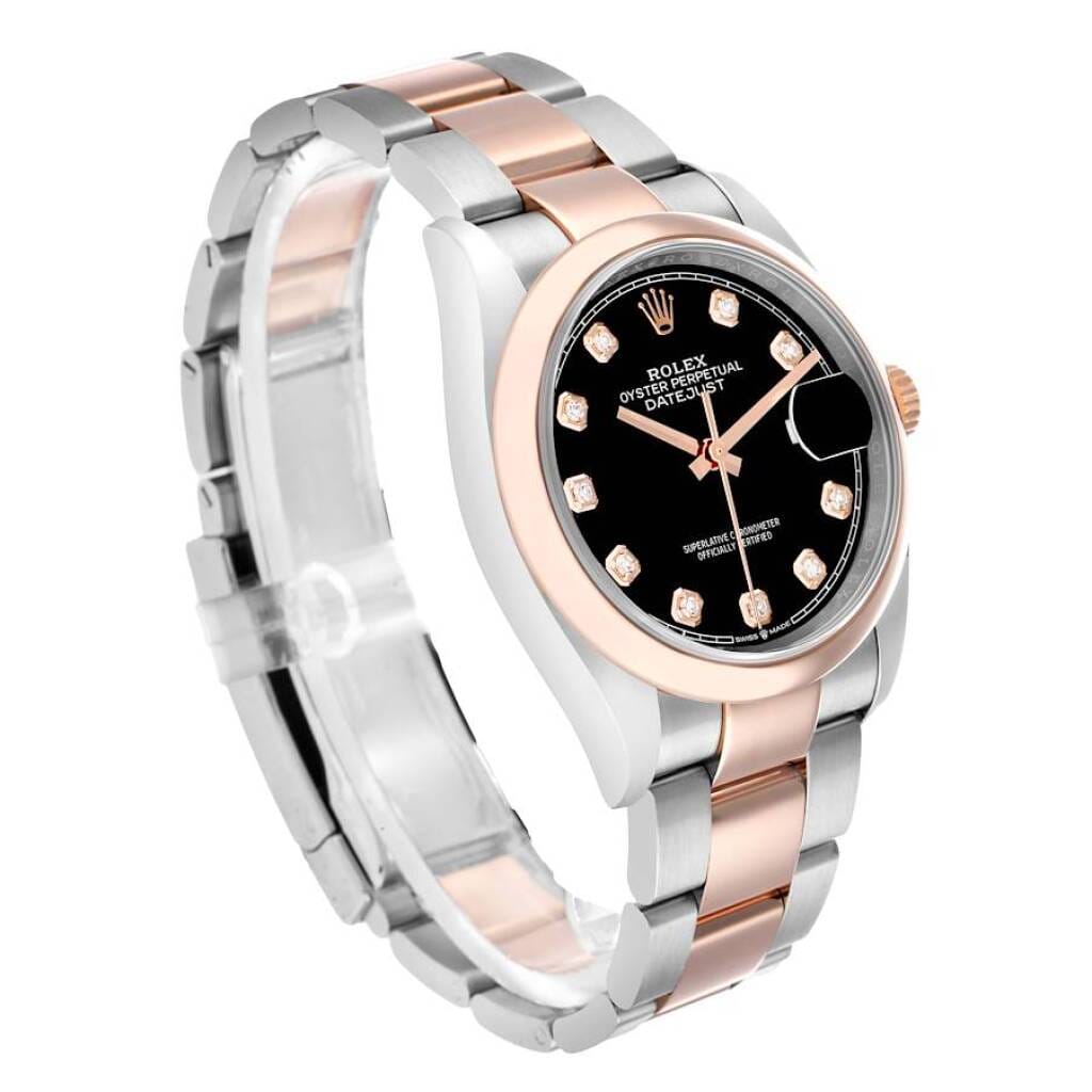Datejust (Reference 126201). A 36mm rose gold stainless steel diamond-set automatic wristwatch with date. 2019
