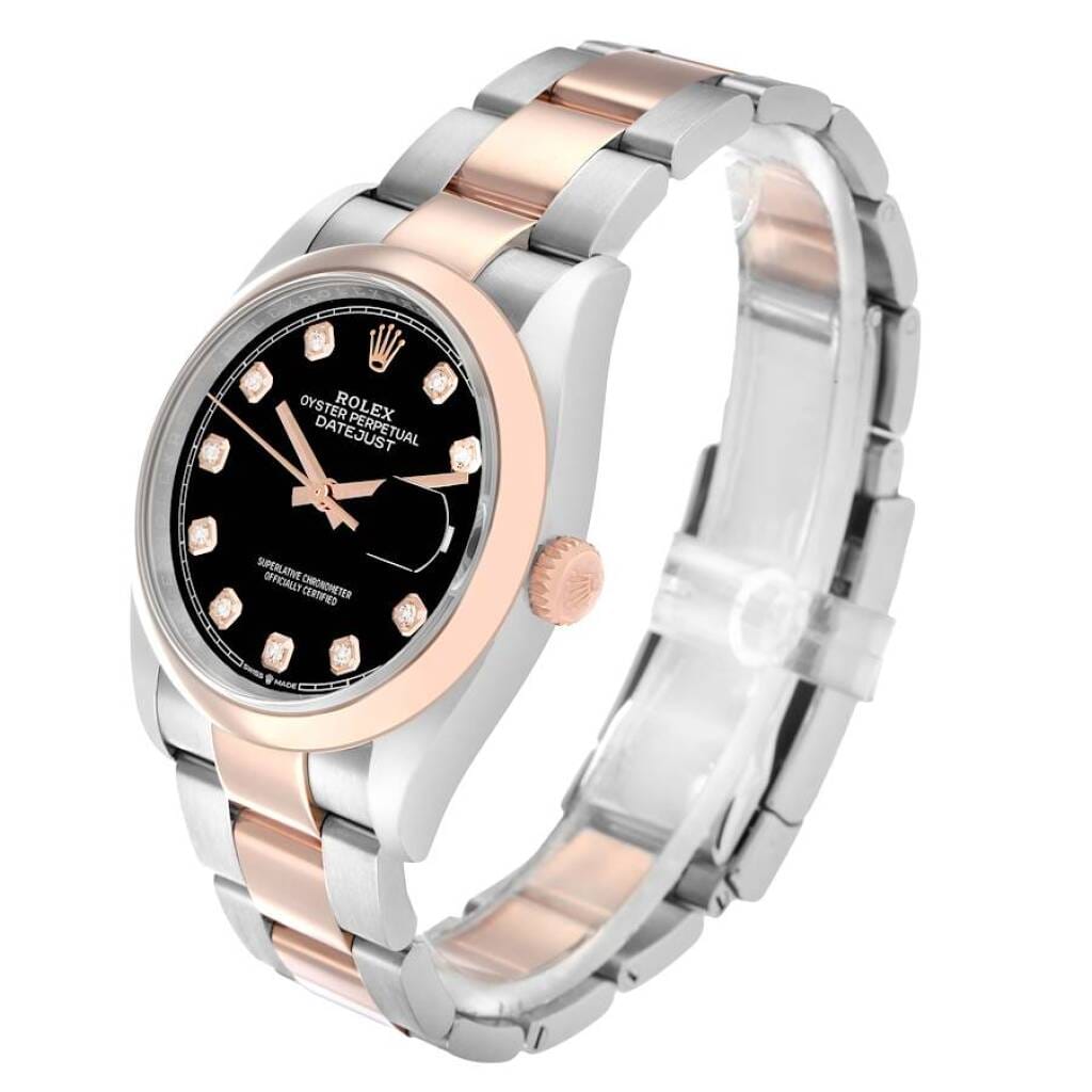 Datejust (Reference 126201). A 36mm rose gold stainless steel diamond-set automatic wristwatch with date. 2019