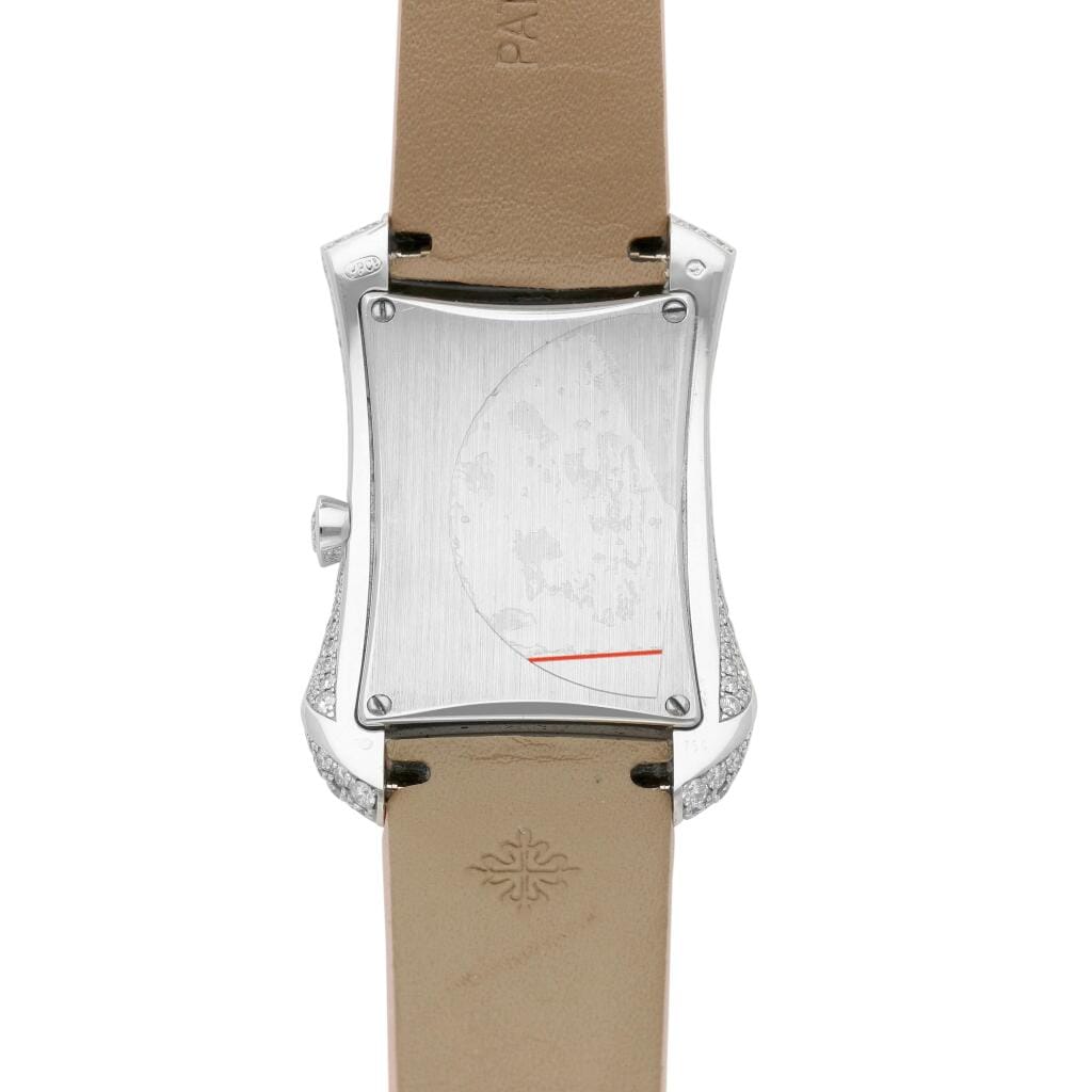 Gondolo (Reference 4973G-001). A 40x27mm white gold diamond-set quartz wristwatch.