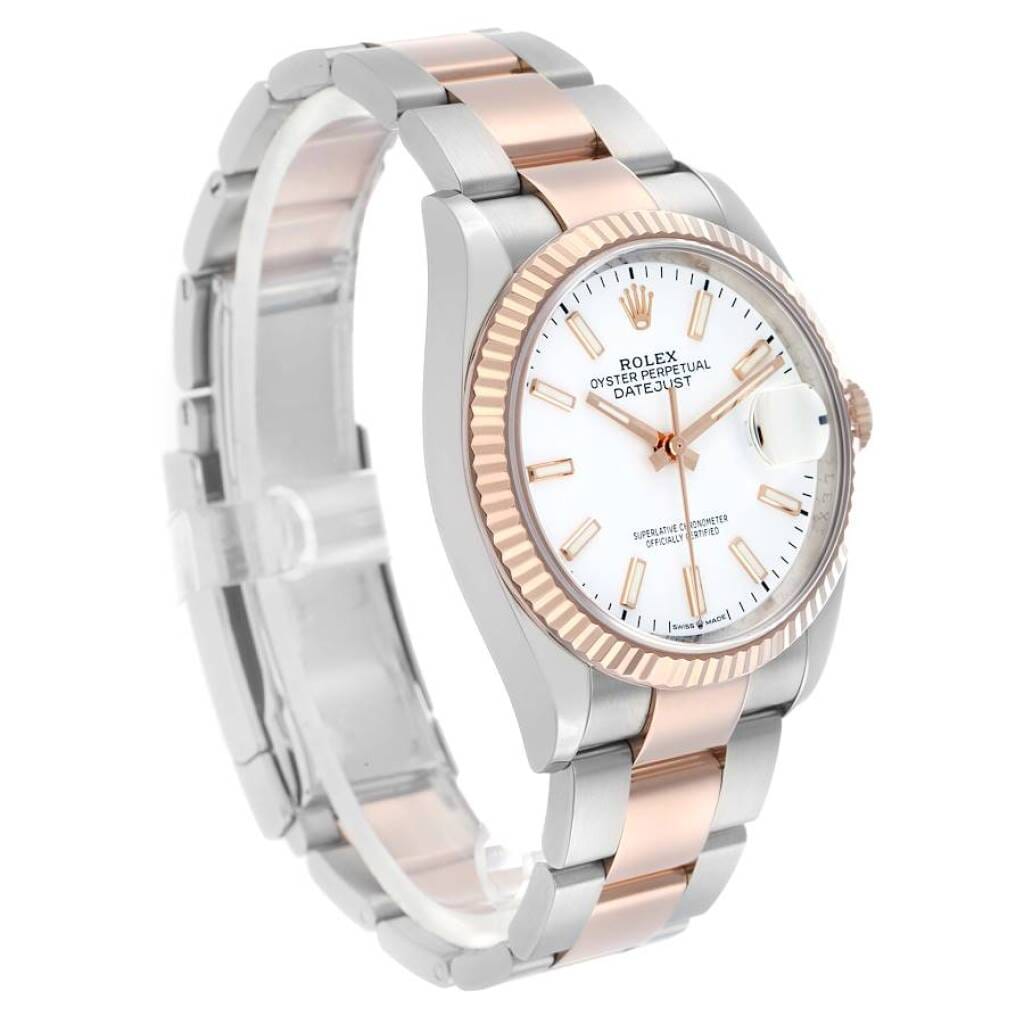 Datejust (Reference 126231). A 36mm rose gold stainless steel automatic wristwatch with date.