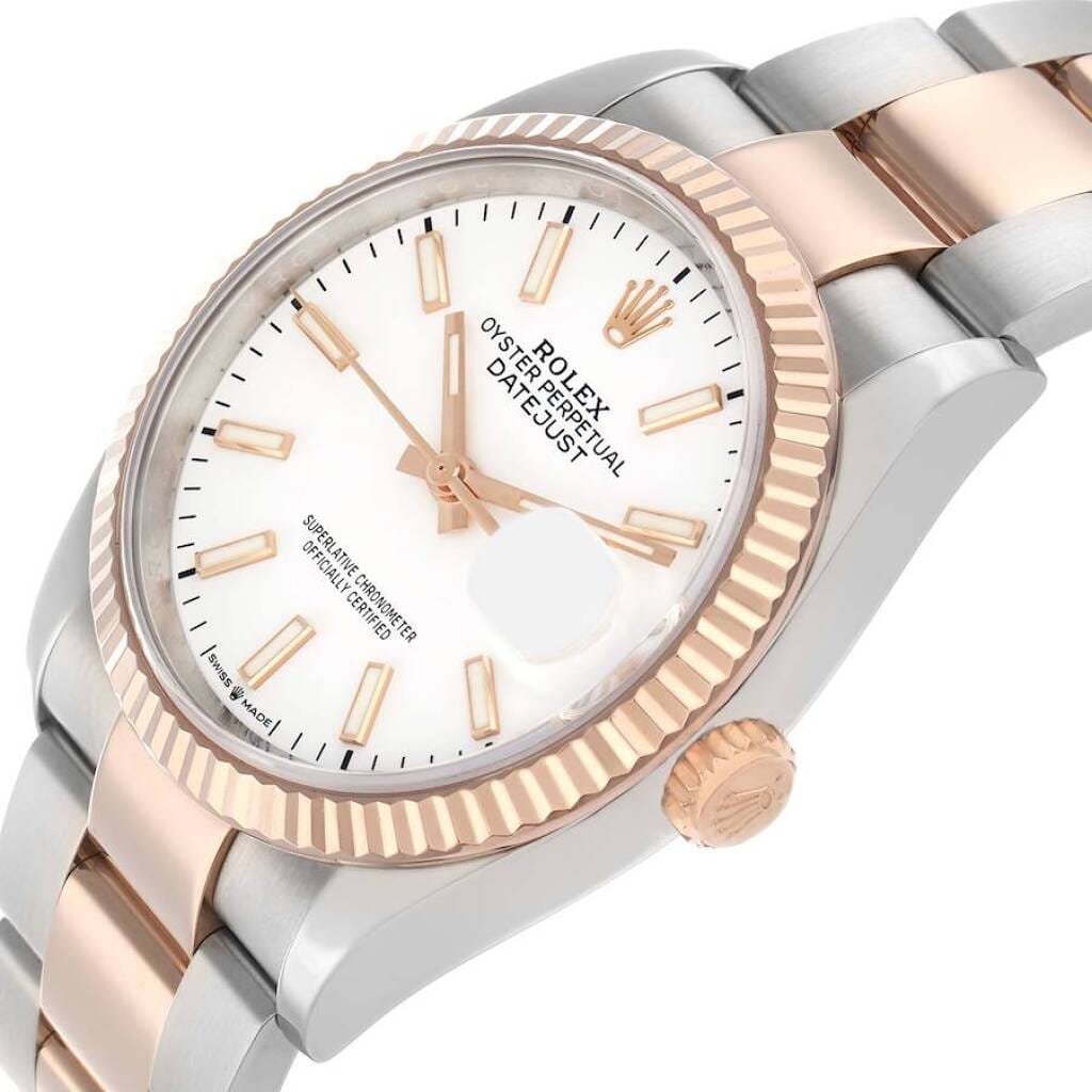 Datejust (Reference 126231). A 36mm rose gold stainless steel automatic wristwatch with date.