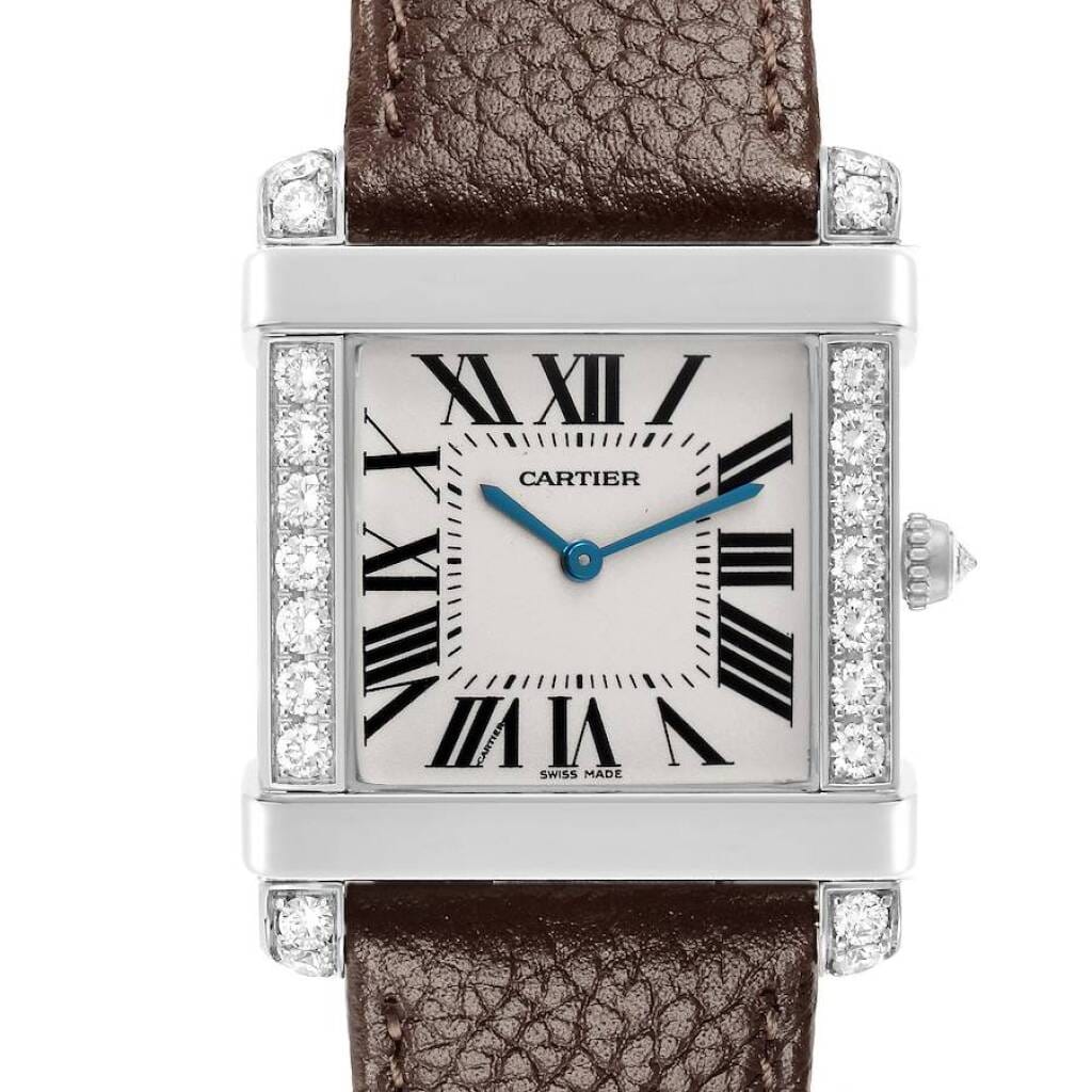 Tank Chinoise (Reference WE300251). A 37mm platinum diamond set manual wind wristwatch.