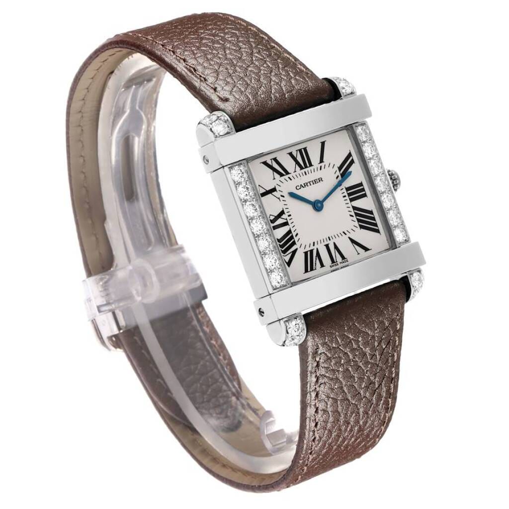 Tank Chinoise (Reference WE300251). A 37mm platinum diamond set manual wind wristwatch.